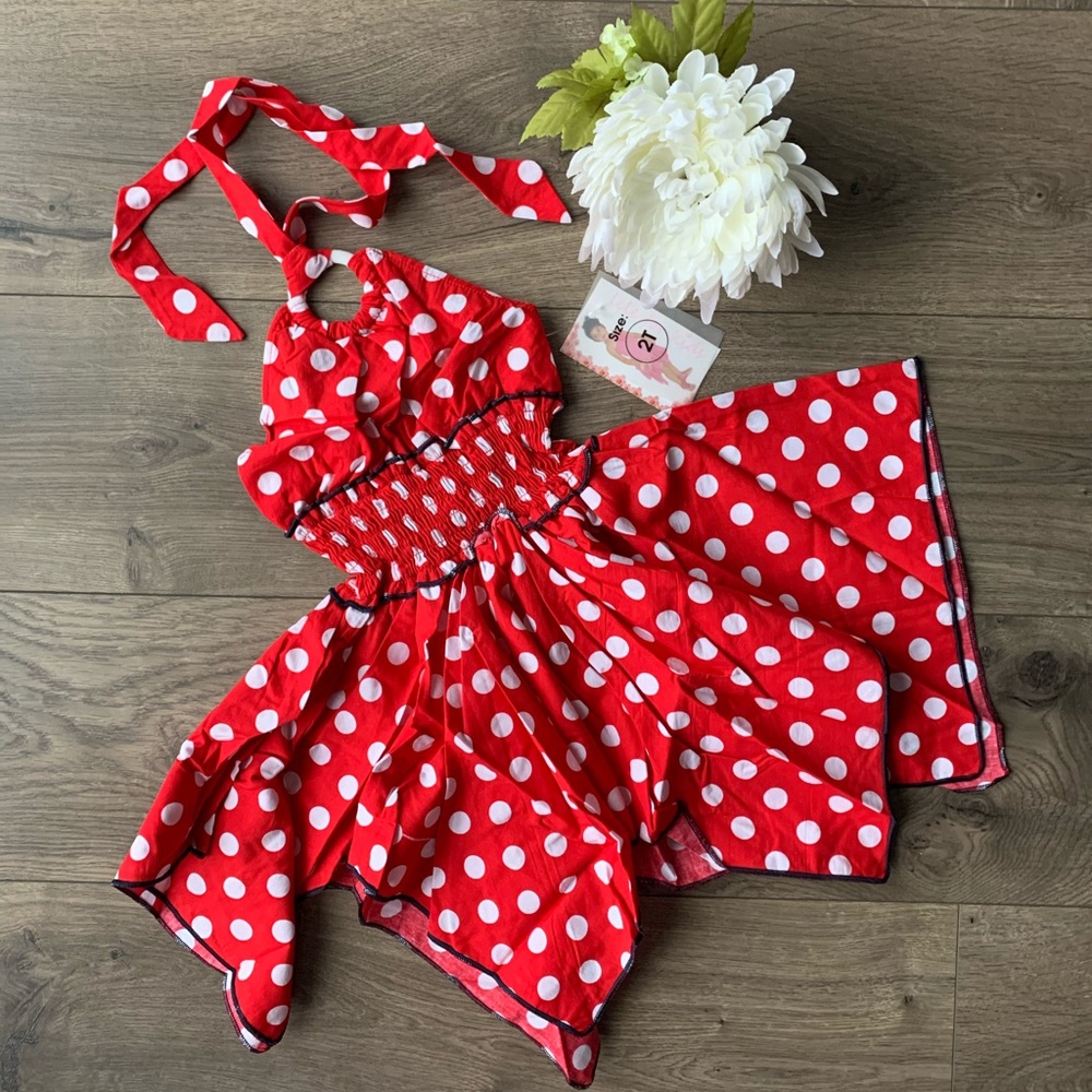 {NEW} Lele Toddler Girls Red Polka Dot Halter Dress (2T)